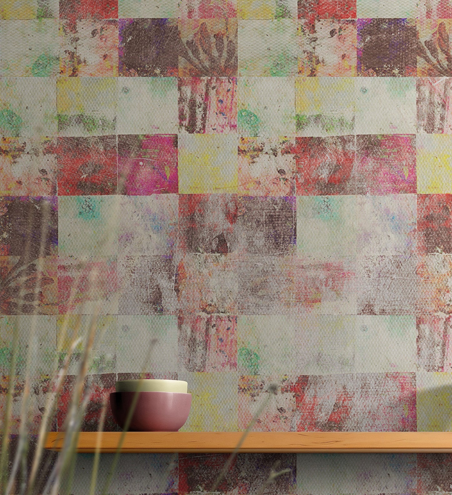 Vintage Grunge Tile Pattern Wallpaper. Aesthetic Wall Decor. #6668