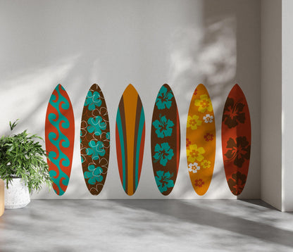 Surfboards Wall Decal Stickers – Set of 6 Vibrant Beach-Themed Surfboards. #6680