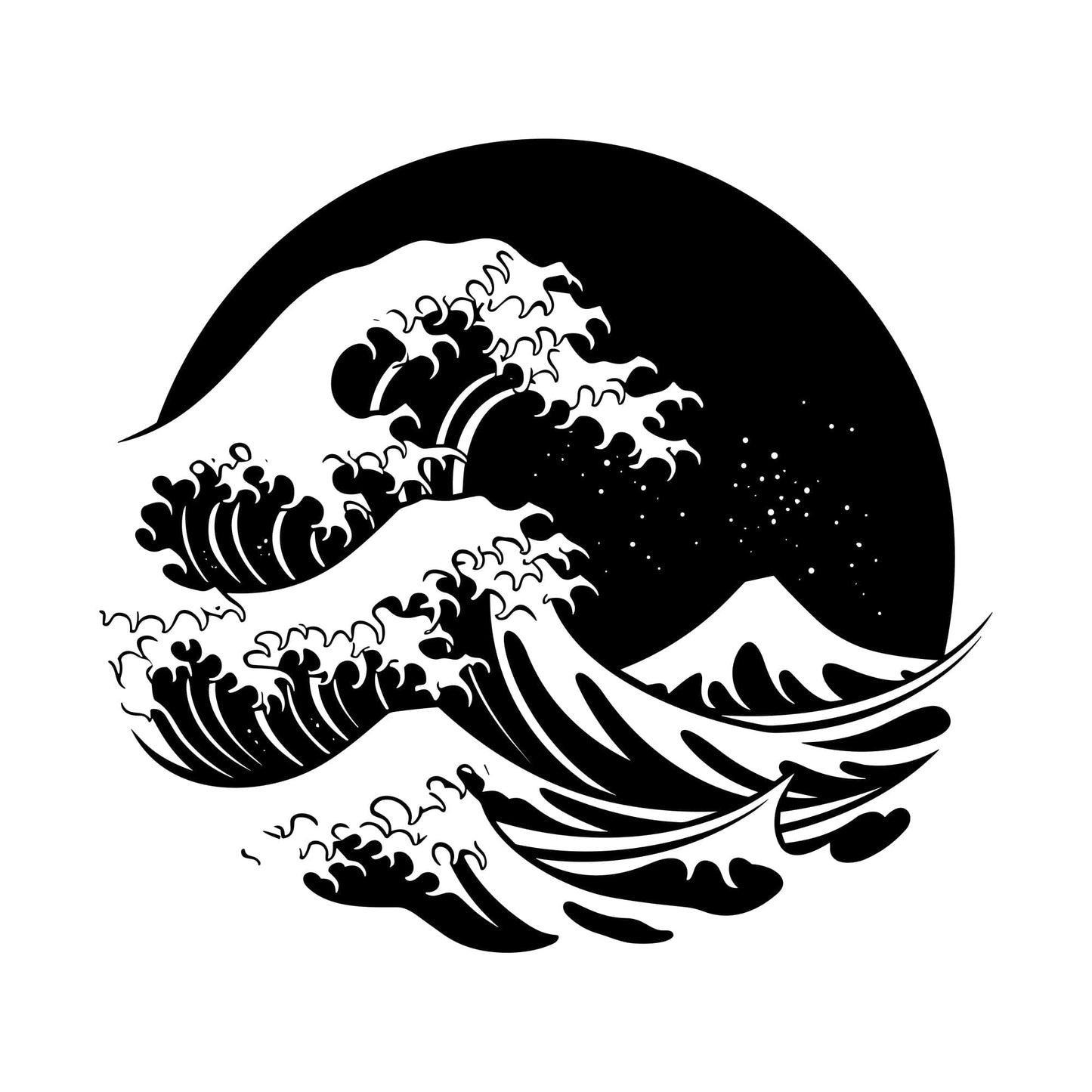 Circular Japanese Ocean Great Wave Decal. #6683
