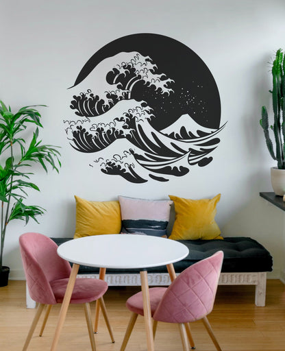 Circular Japanese Ocean Great Wave Decal. #6683