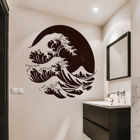 Circular Japanese Ocean Great Wave Decal. #6683