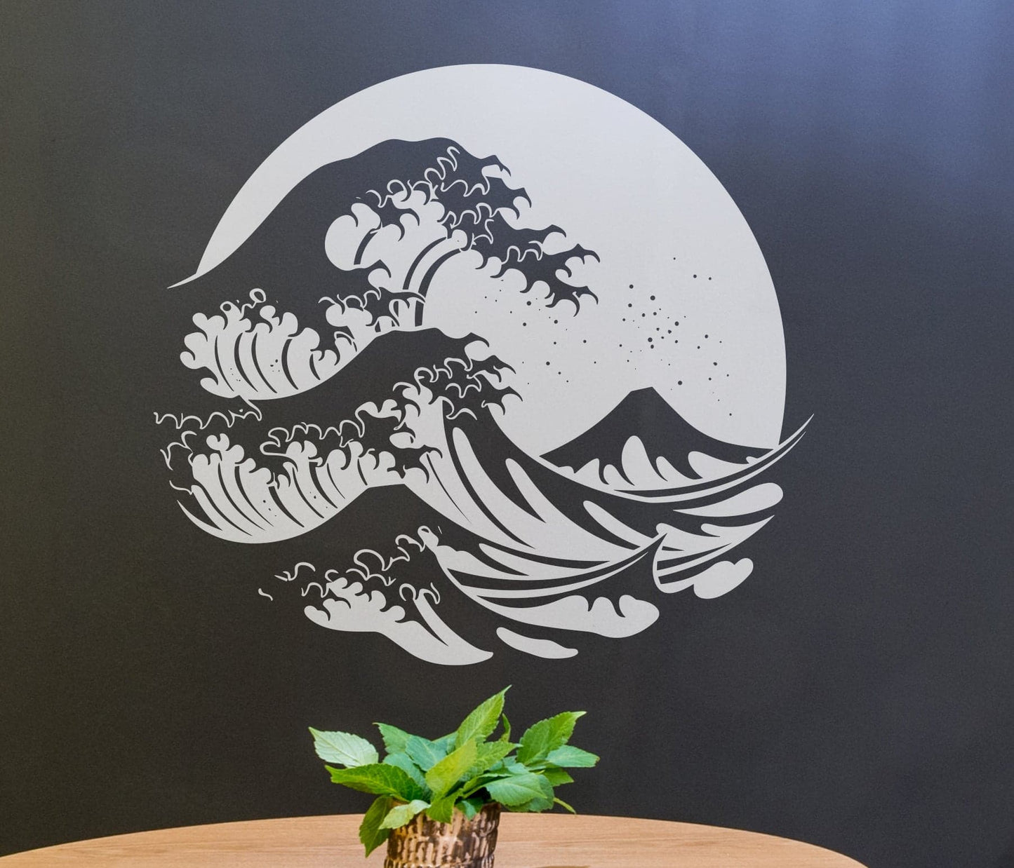 Circular Japanese Ocean Great Wave Decal. #6683