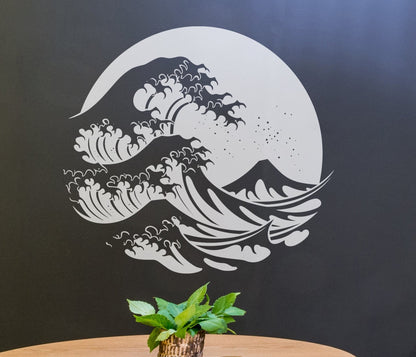 Circular Japanese Ocean Great Wave Decal. #6683