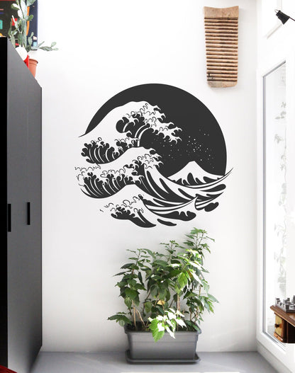 Circular Japanese Ocean Great Wave Decal. #6683
