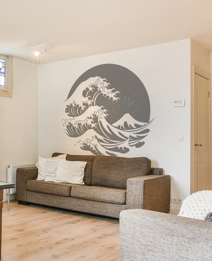 Circular Japanese Ocean Great Wave Decal. #6683