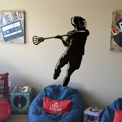 Lacrosse Wall Decal Sticker. Game Room Decor, Sports Theme Wall Art. #6698