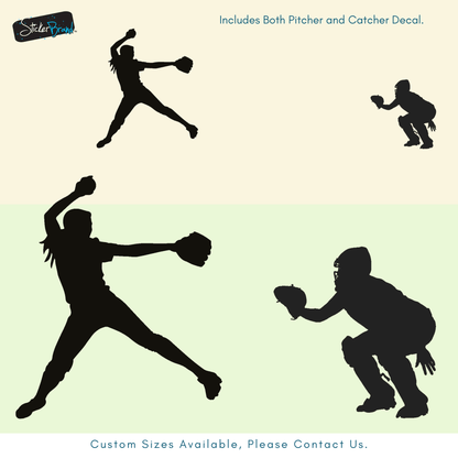 Softball Pitcher and Catcher Wall Decal Sticker. Sports-Themed Decor. #6758