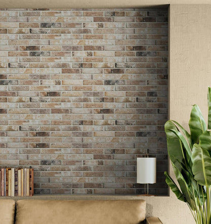 Brick Pattern Wallpaper Mural. Light Tan and Brown Color. #6801