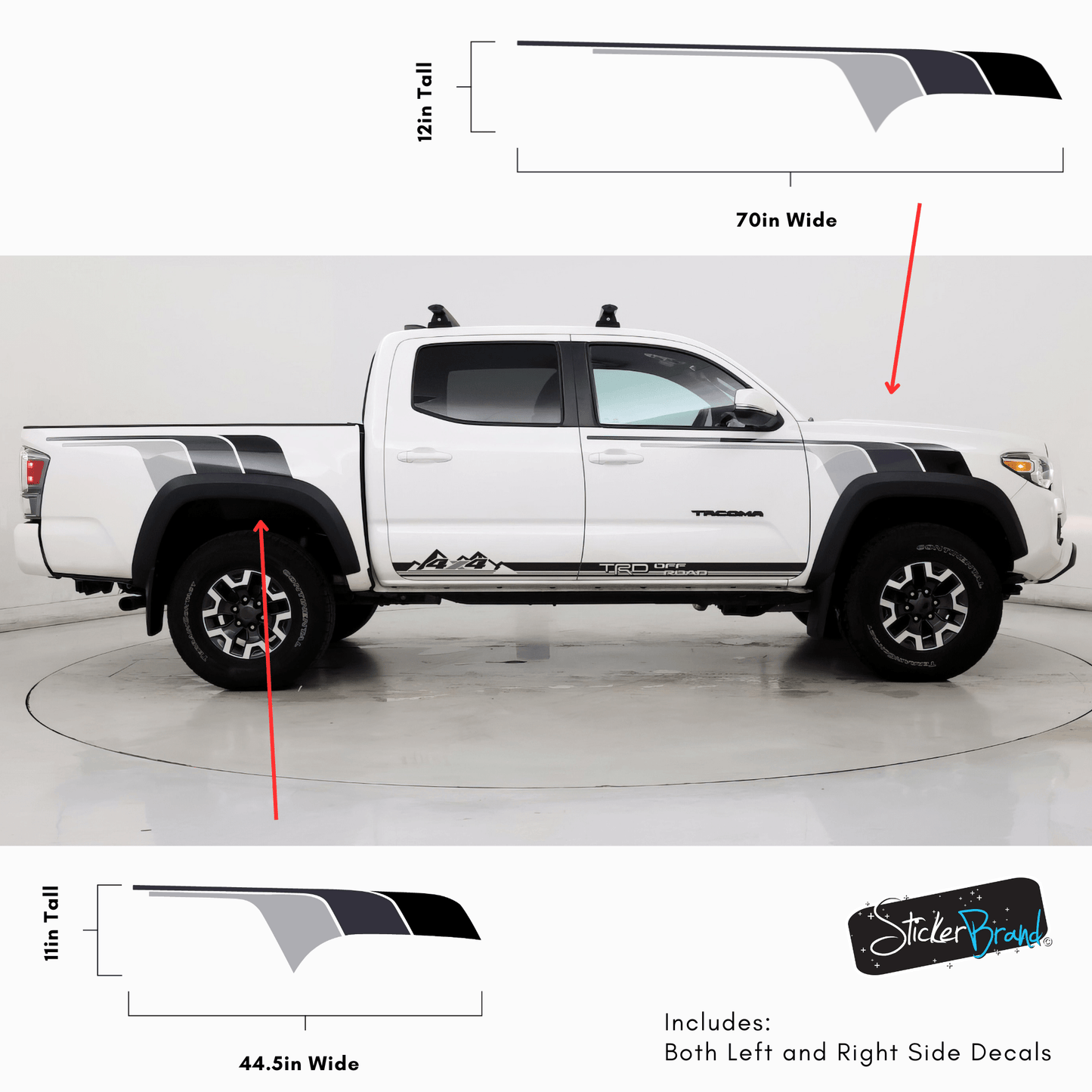 Retro Racing Stripes Fender Decal Sticker. Toyota Tacoma. #6808