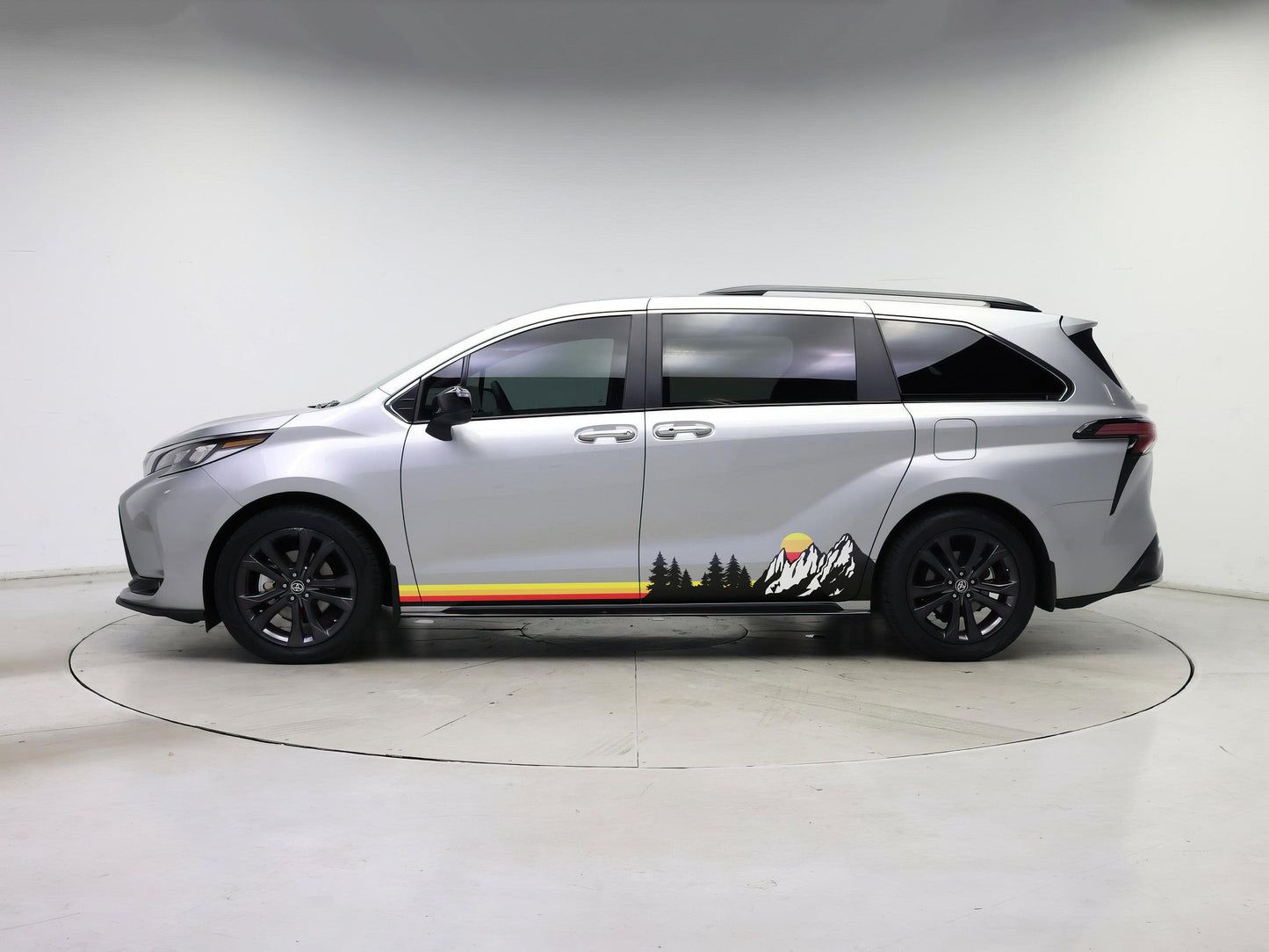 Mountain Forest Sunset Truck/Car Decal. Yellow, Orange, Red Color Scheme. #6811