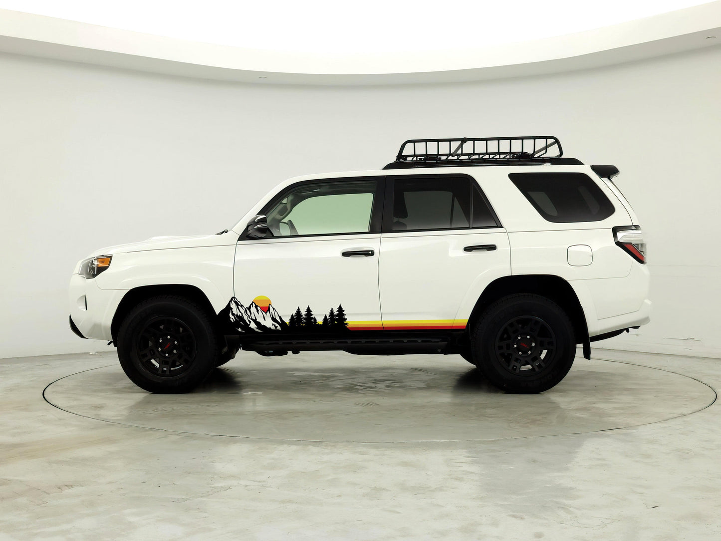 Mountain Forest Sunset Truck/Car Decal. Yellow, Orange, Red Color Scheme. #6811