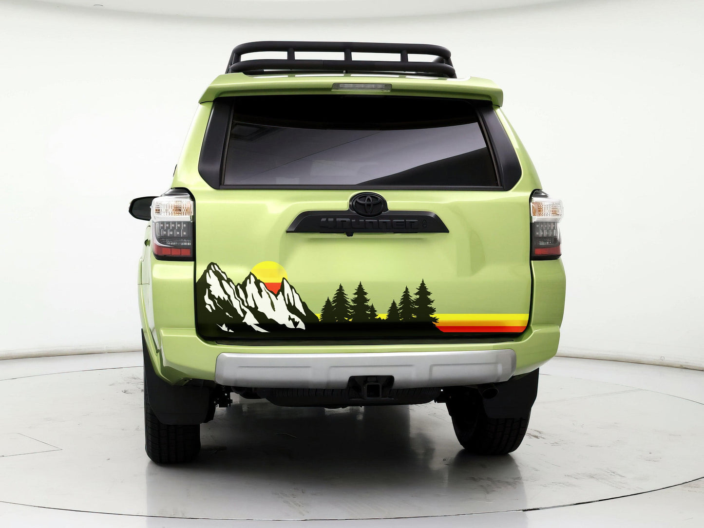 Mountain Forest Sunset Truck/Car Decal. Yellow, Orange, Red Color Scheme. #6811