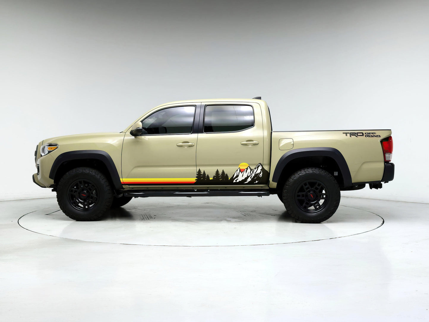 Mountain Forest Sunset Truck/Car Decal. Yellow, Orange, Red Color Scheme. #6811