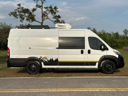 Mountain Forest Sunset Truck/Car Decal. Yellow, Orange, Red Color Scheme. #6811