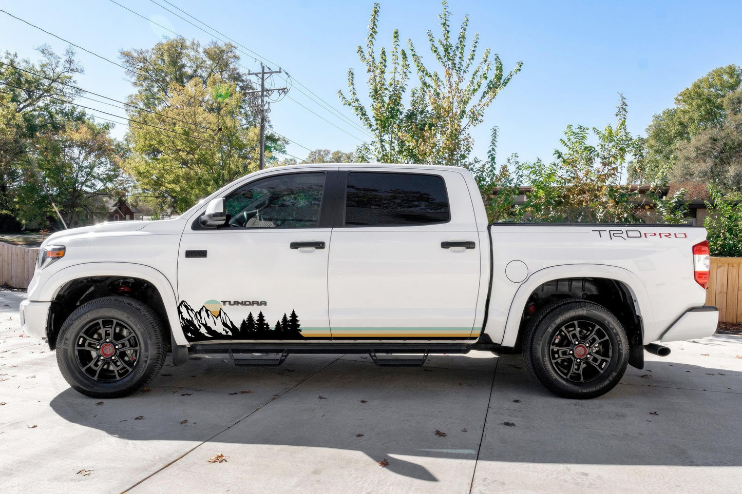 Mountain Forest Sunset Truck/Car Decal. Yellow, Orange, Red Color Scheme. #6811