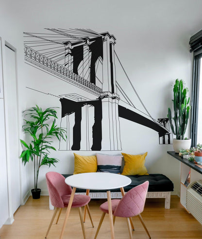 Brooklyn Bridge Wall Decal Sticker. New York City Wall Theme Decor. #6829