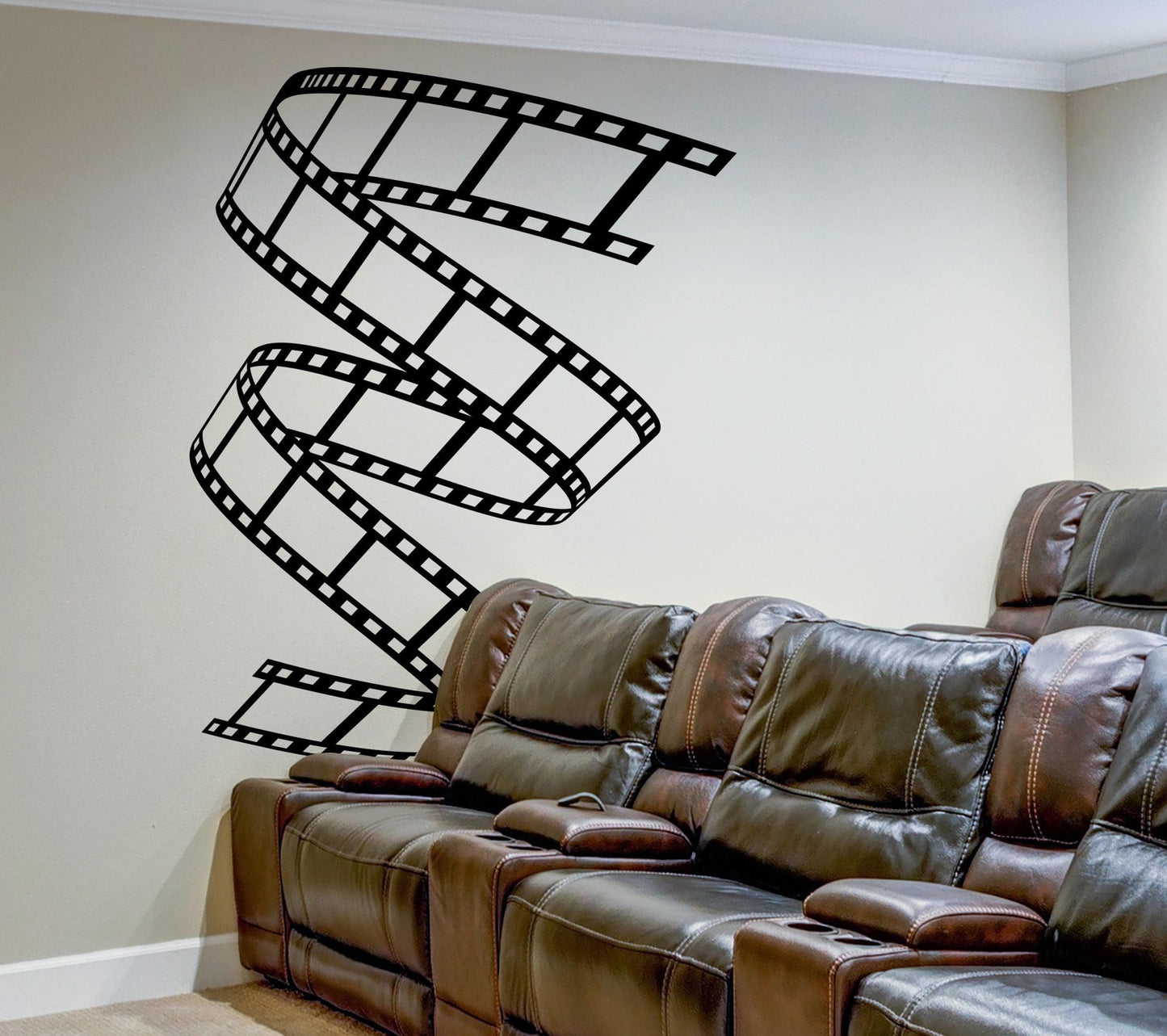 Swirling Film Strip Vinyl Wall Decal Sticker. Movie Theatre Theme Room Decor. #6830