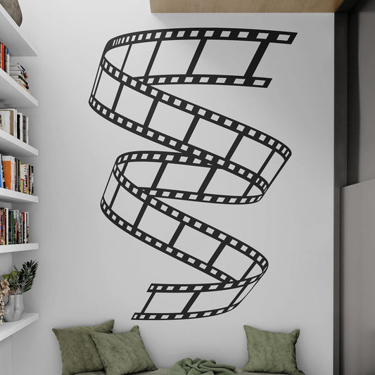 Swirling Film Strip Vinyl Wall Decal Sticker. Movie Theatre Theme Room Decor. #6830