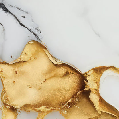 Gold Ink Splash on White Marble Slate Wall Mural Wallpaper #6840