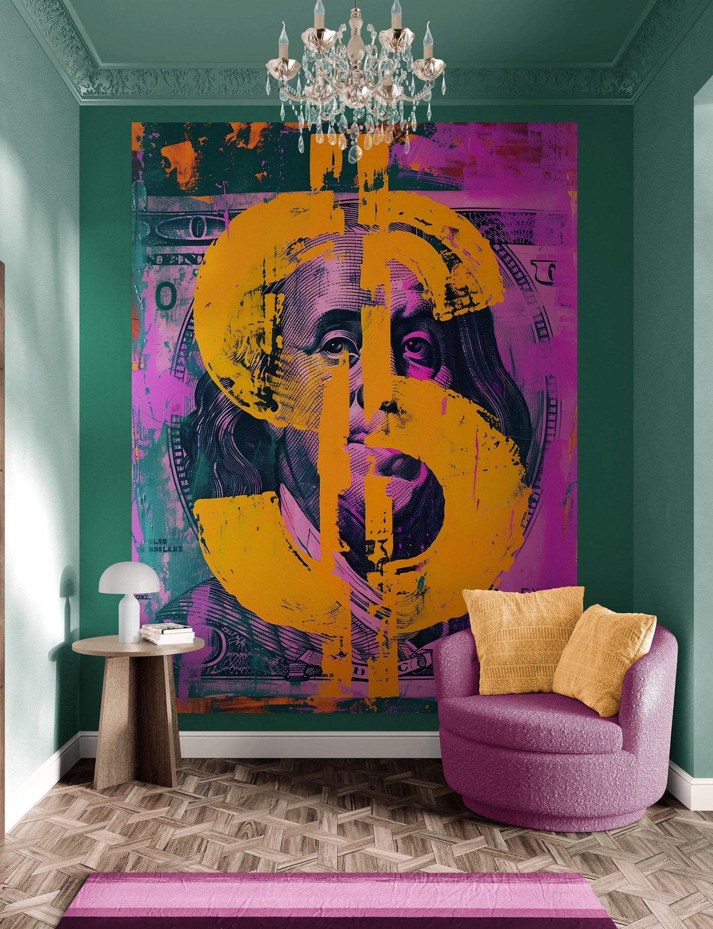 Money, Wealth, Success, Ambition Art Wall Wallpaper. Street Graffiti Art Mural. #6850