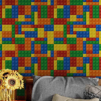 Colorful Lego Blocks Pattern Wallaper Mural. #6856