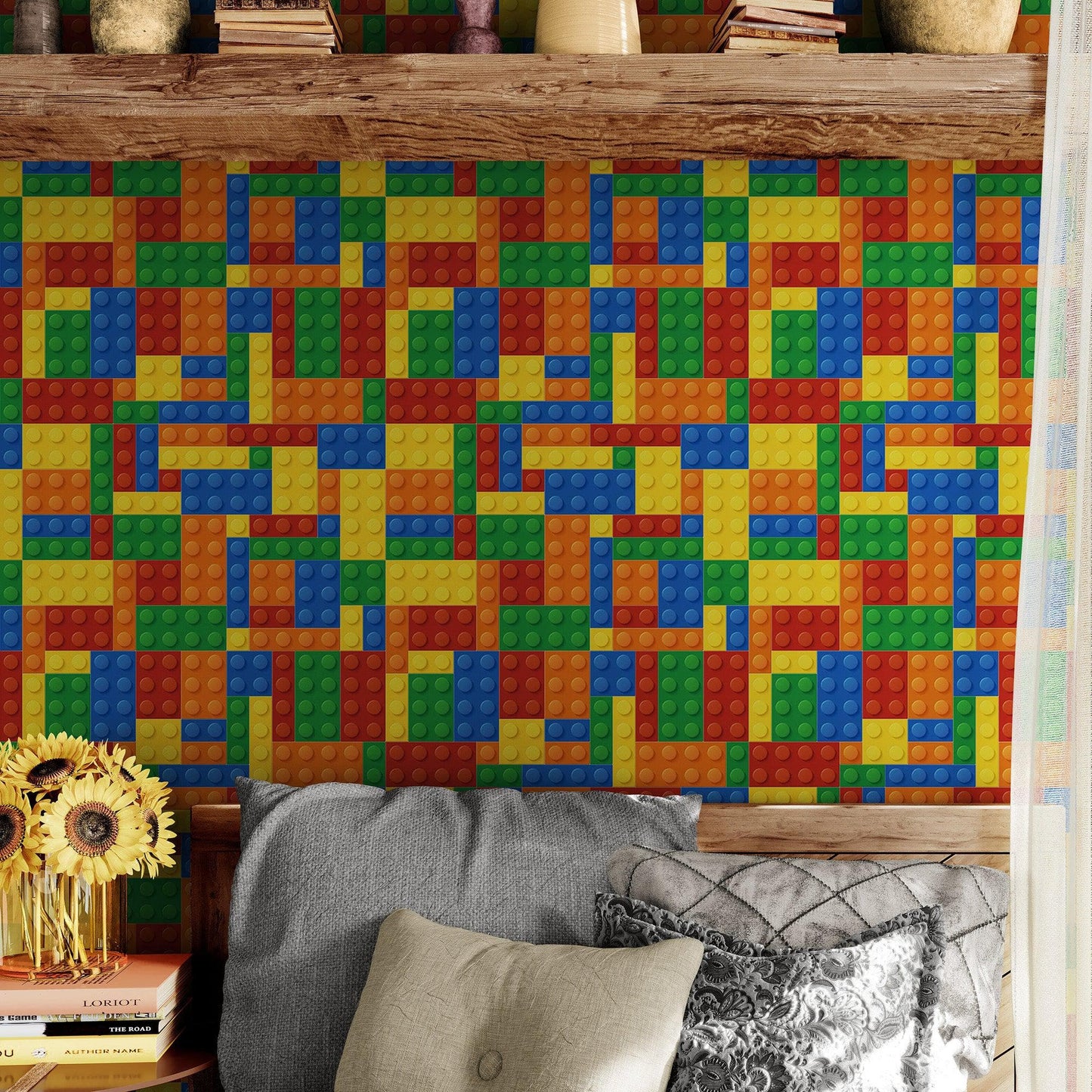 Colorful Lego Blocks Pattern Wallaper Mural. #6856