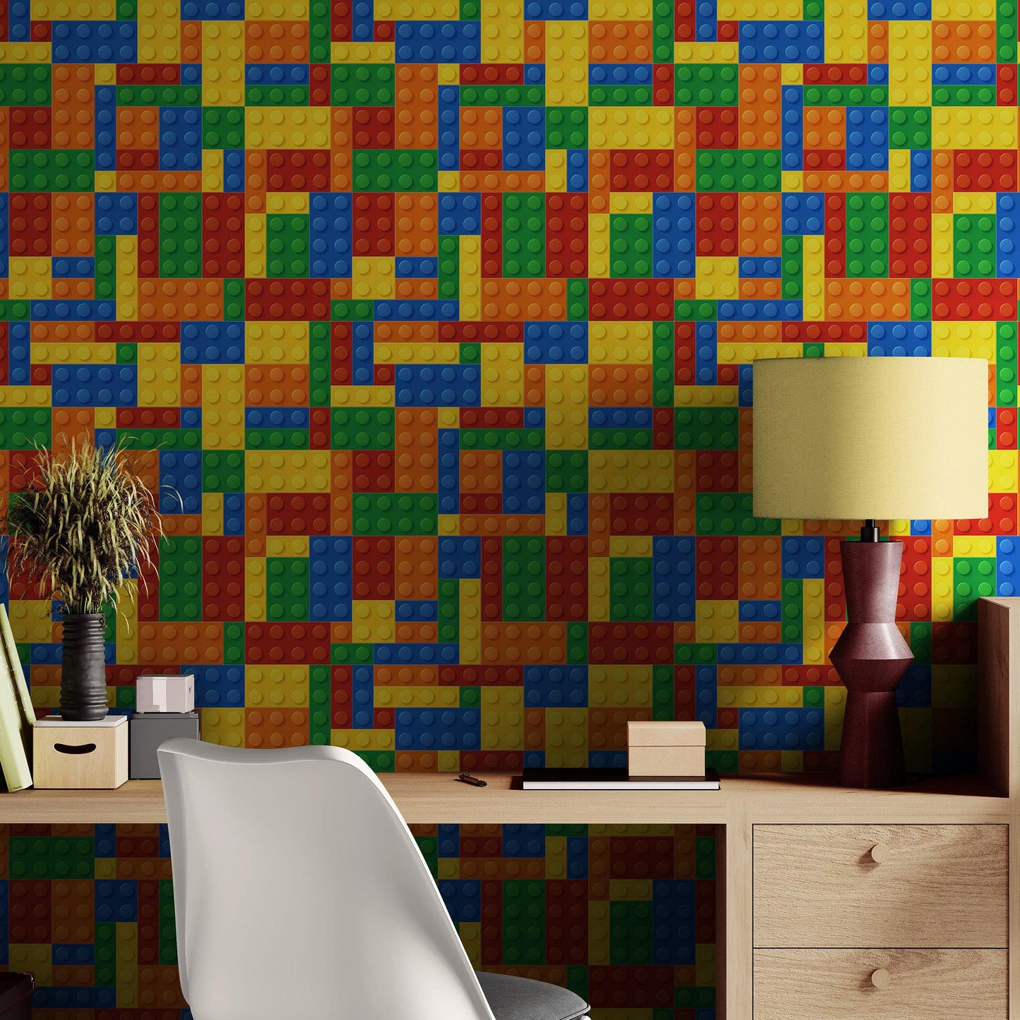 Colorful Lego Blocks Pattern Wallaper Mural. #6856