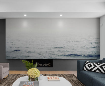 Serene Foggy Ocean Waves Wallpaper Mural. #6859