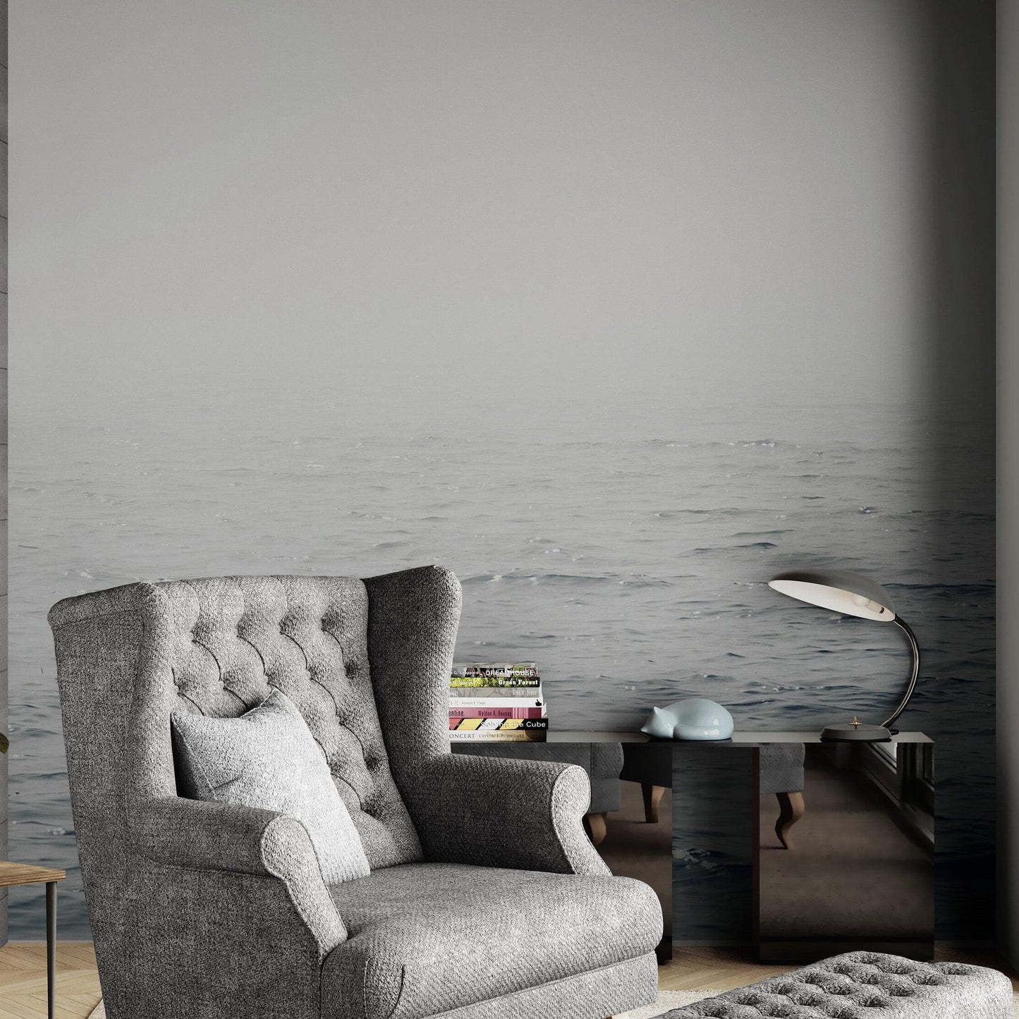 Serene Foggy Ocean Waves Wallpaper Mural. #6859