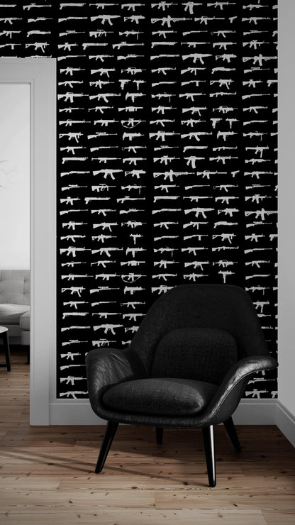 Gun Pattern Wall Mural. Urban Camo Wallpaper. #6860