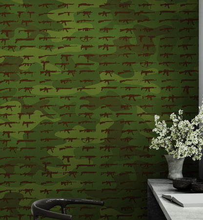 Gun Pattern Wall Mural. Urban Camo Wallpaper. #6860