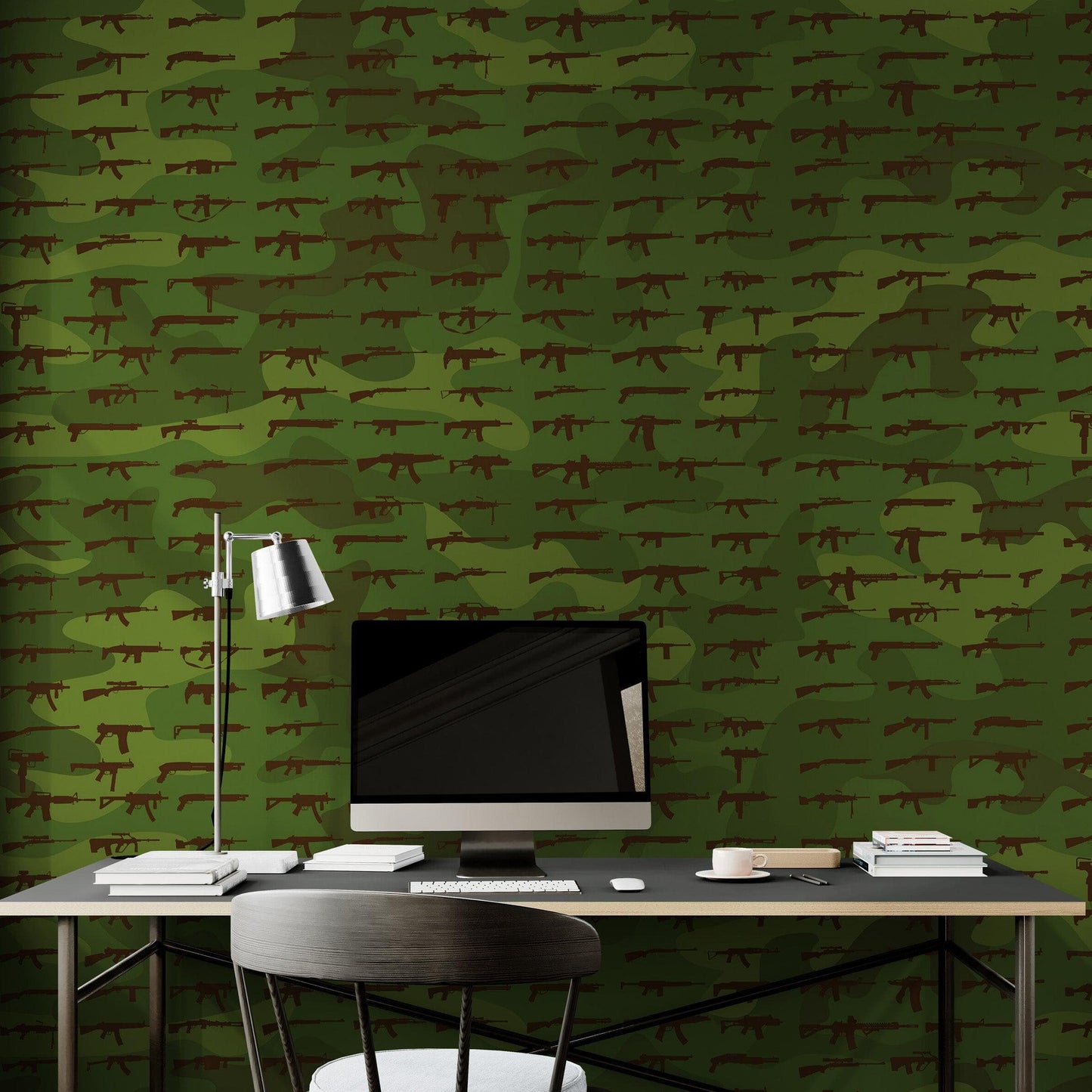 Gun Pattern Wall Mural. Urban Camo Wallpaper. #6860