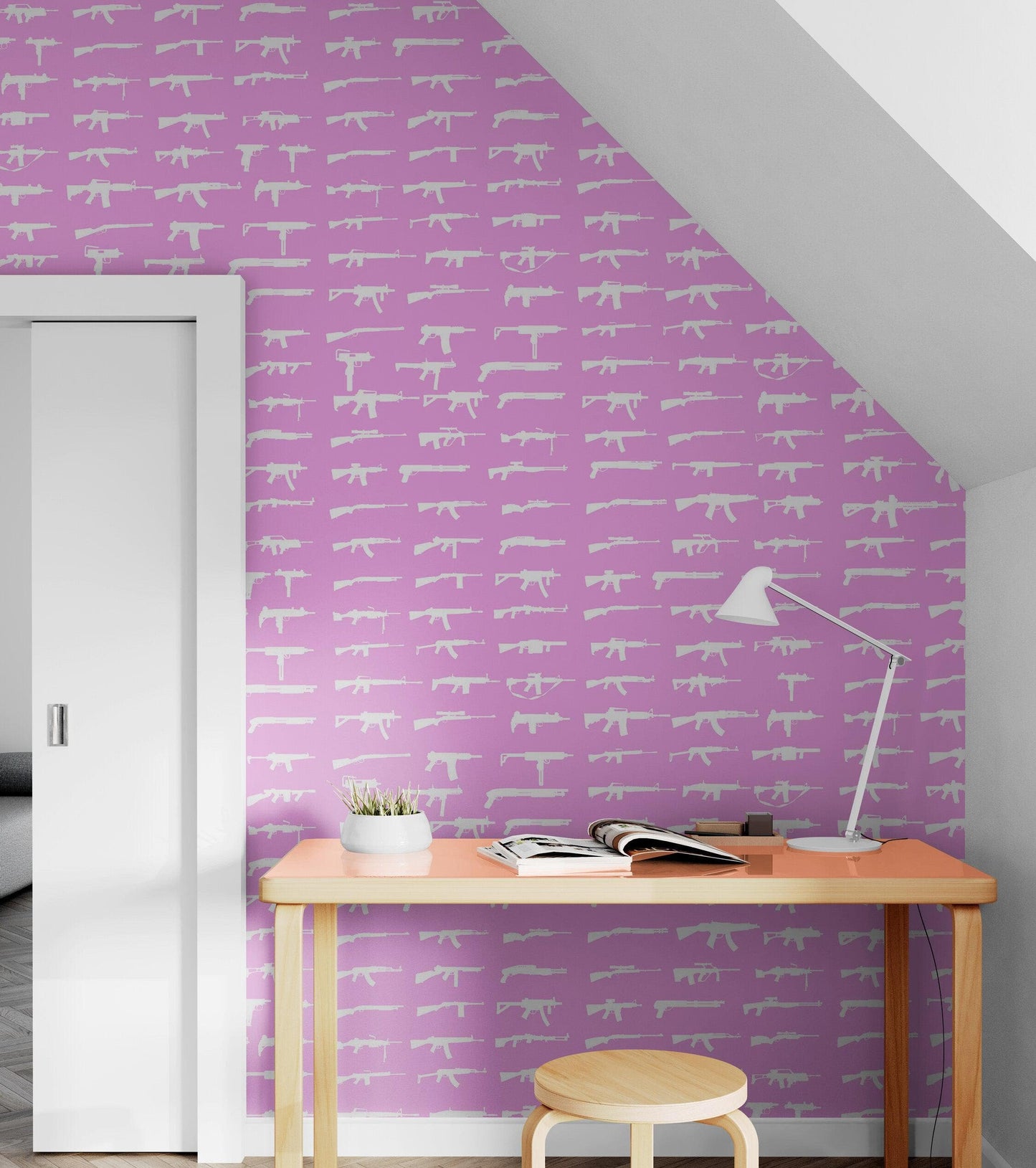 Gun Pattern Wall Mural. Urban Camo Wallpaper. #6860