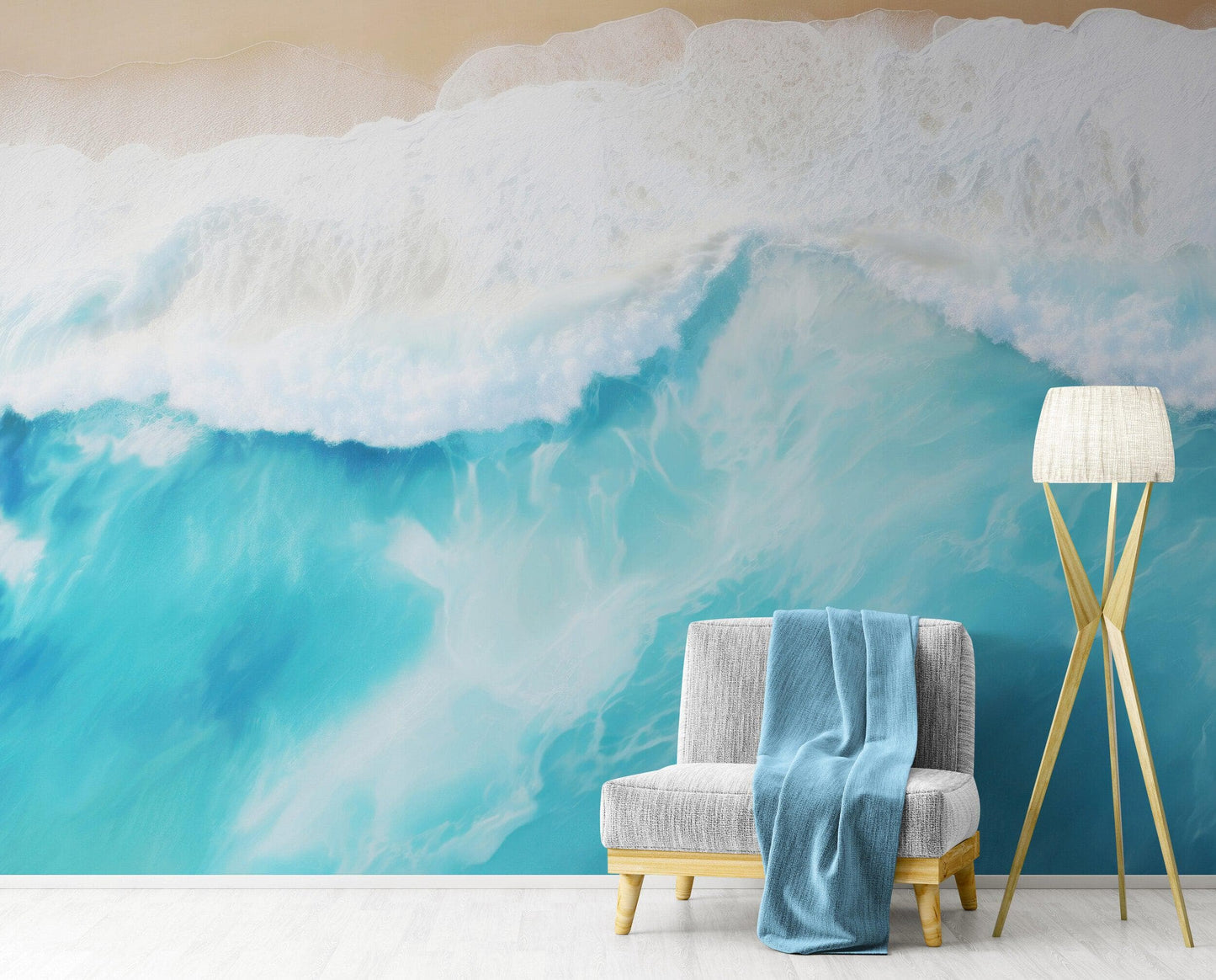 Blue Ocean Wave Wall Mural. #6869