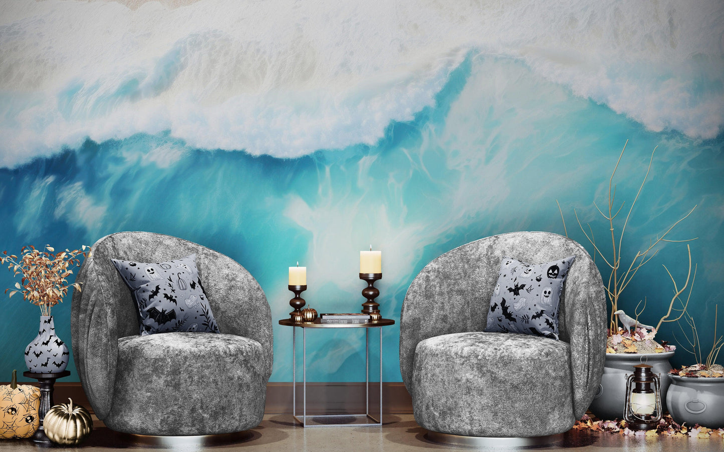 Blue Ocean Wave Wall Mural. #6869