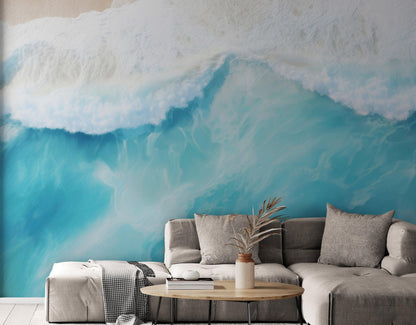 Blue Ocean Wave Wall Mural. #6869