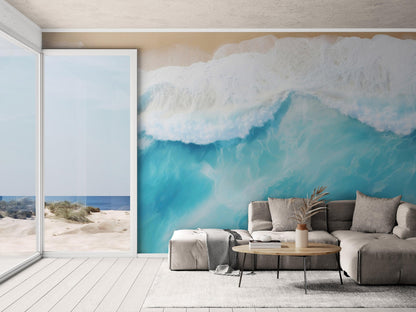 Blue Ocean Wave Wall Mural. #6869