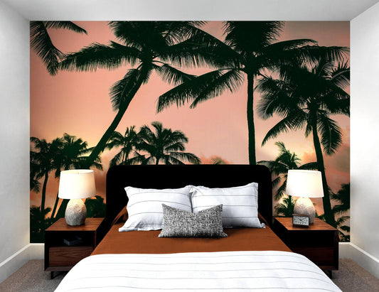 Sunset Wallpaper Mural. Palm Trees Tropical Vibe. #6871