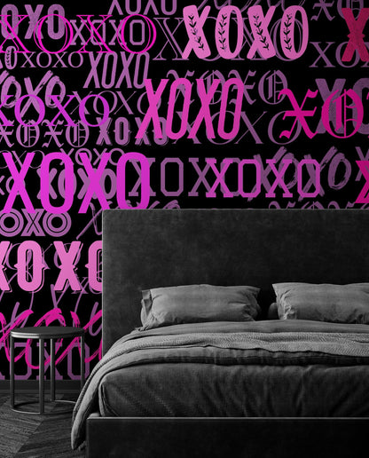 Pink XOXO Wallpaper Mural – Stylish Chic Glamour Girl’s Room Decor. #6899