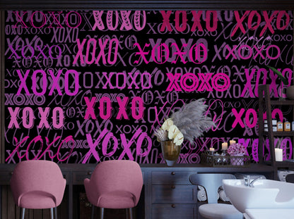 Pink XOXO Wallpaper Mural – Stylish Chic Glamour Girl’s Room Decor. #6899