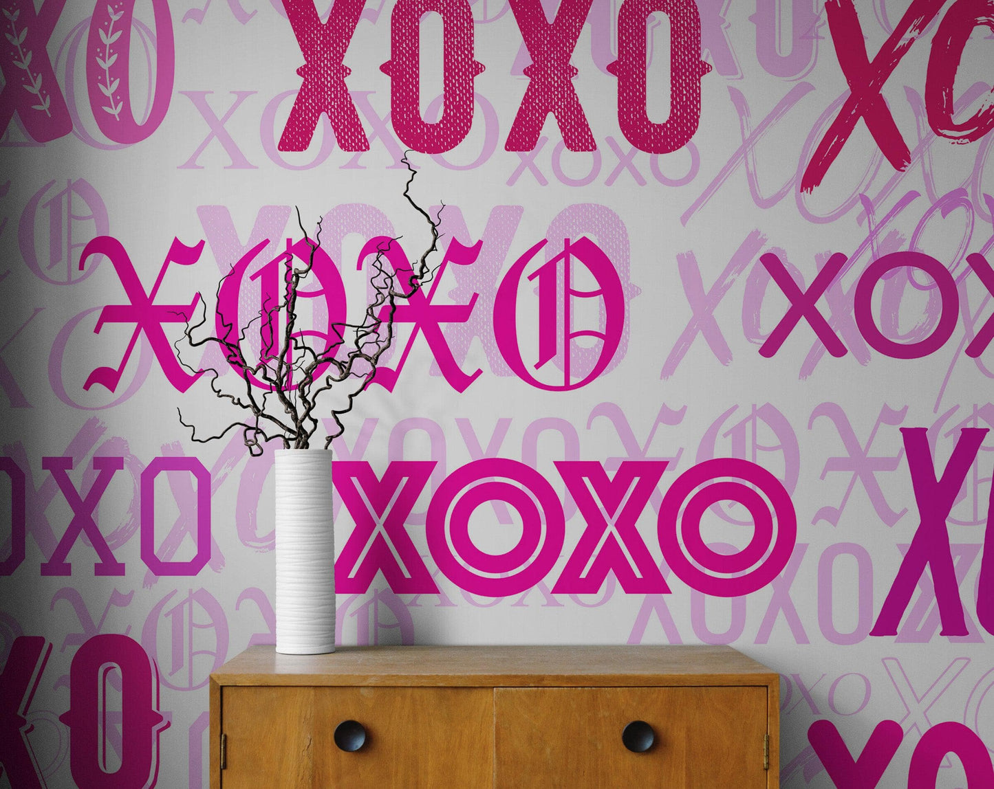 Pink XOXO Wallpaper Mural – Stylish Chic Glamour Girl’s Room Decor. #6899