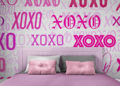 Pink XOXO Wallpaper Mural – Stylish Chic Glamour Girl’s Room Decor. #6899