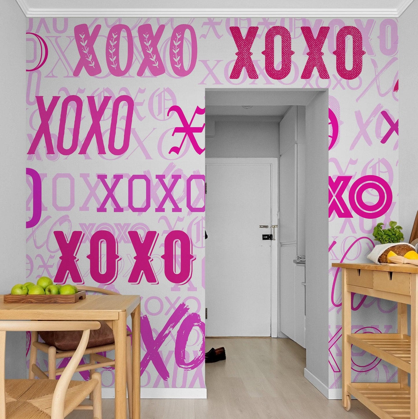 Pink XOXO Wallpaper Mural – Stylish Chic Glamour Girl’s Room Decor. #6899