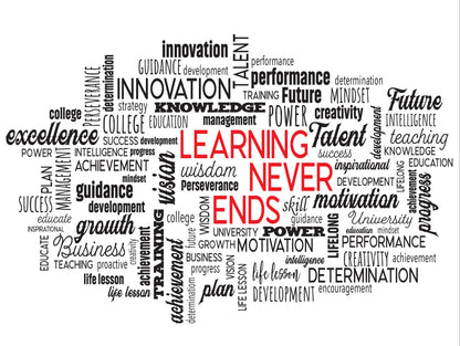Office Wall Quote Wallpaper Mural. Learning Never Ends Motivational Business Quote. #6927