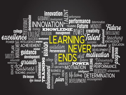 Office Wall Quote Wallpaper Mural. Learning Never Ends Motivational Business Quote. #6927