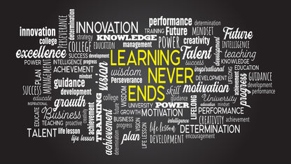 Office Wall Quote Wallpaper Mural. Learning Never Ends Motivational Business Quote. #6927