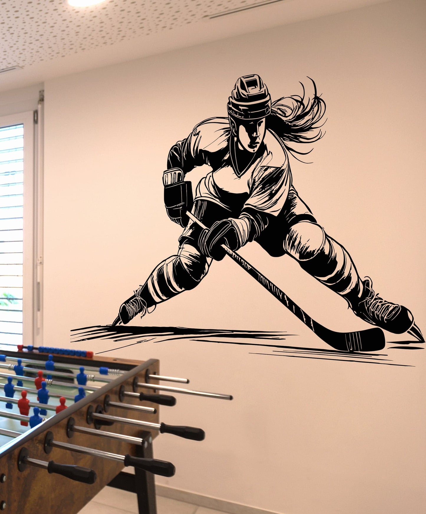 Female Hockey Player Wall Decal. #6957