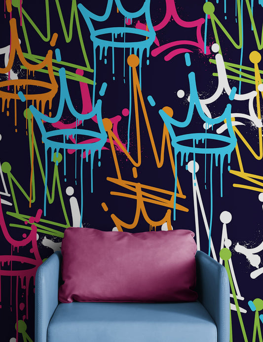 King's Crown Graffiti Wallpaper Mural. #6969