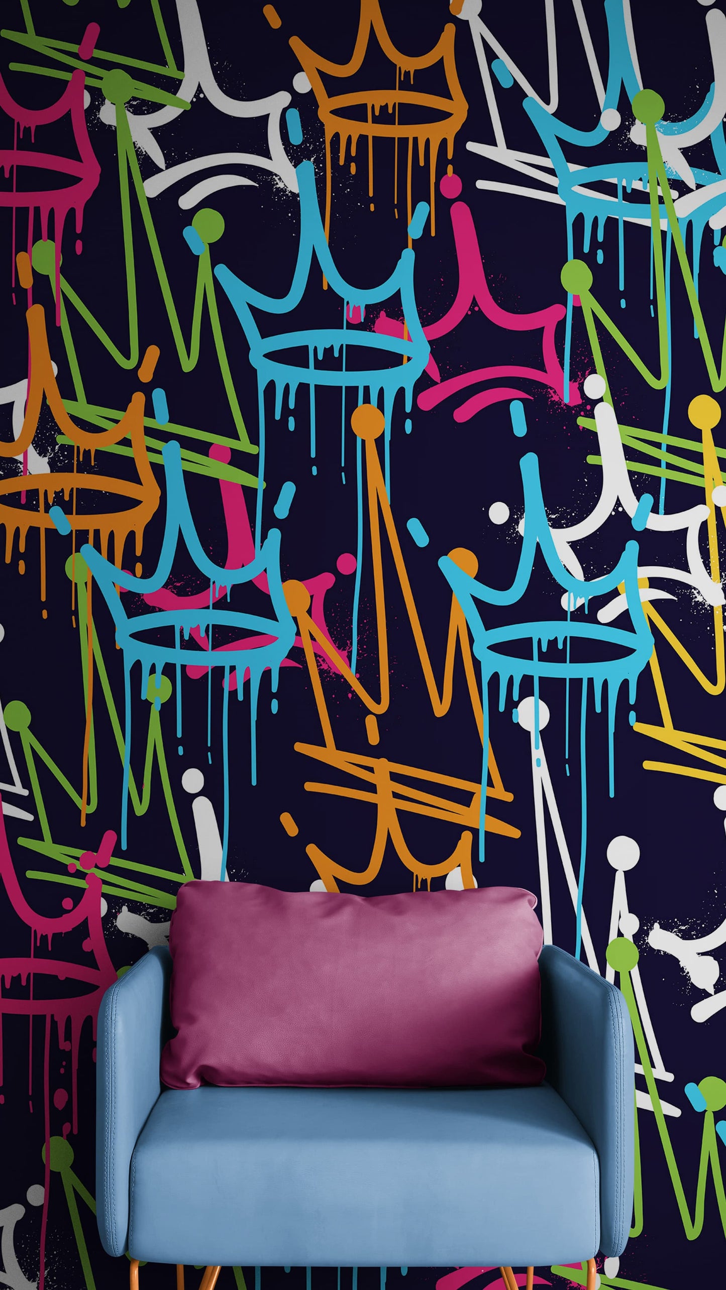 King's Crown Graffiti Wallpaper Mural. #6969