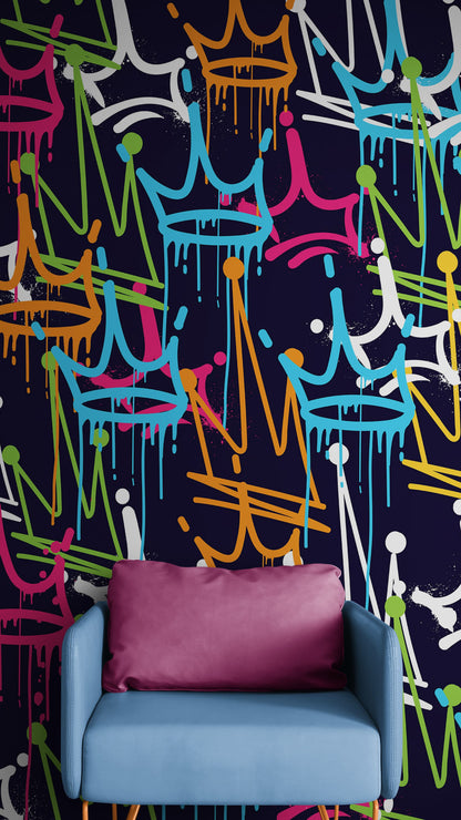 King's Crown Graffiti Wallpaper Mural. #6969